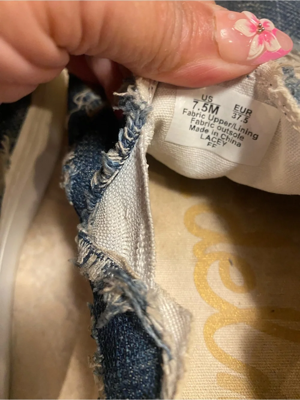 Toms Natural Canvas Loafers with Navy Anchor Print and Orange Lining